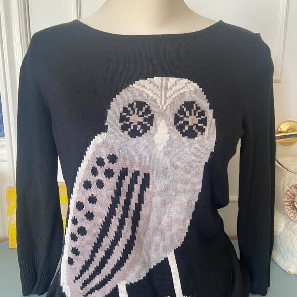 Cupio Black Owl Tunic Sweater Size Medium - Picture 2 of 12